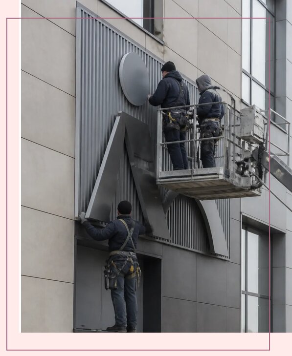 Изготовление и монтаж рекламы на фасаде здания в Каменске-Уральском